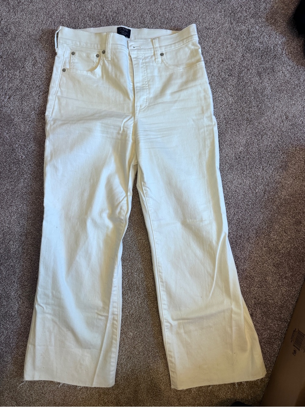 NWOT J. Crew White Women's Wide Leg Crop Raw Hem Jeans